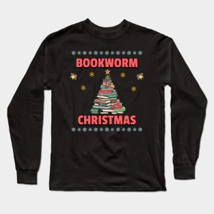 Bookworm Christmas Tree books Long Sleeve T-Shirt